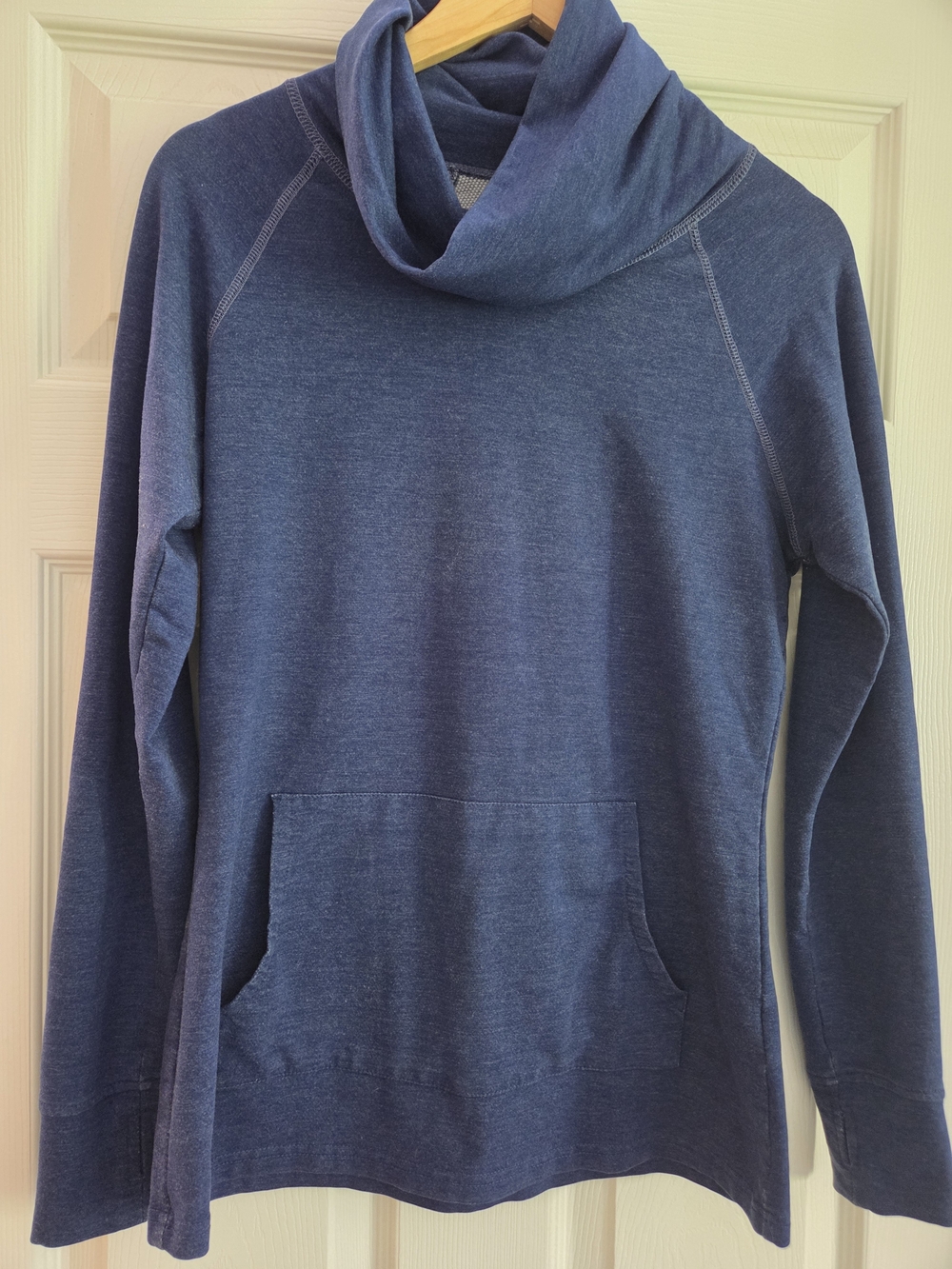 KÜHL Women’s Blue Cowl Neck Pullover Small Thumbholes